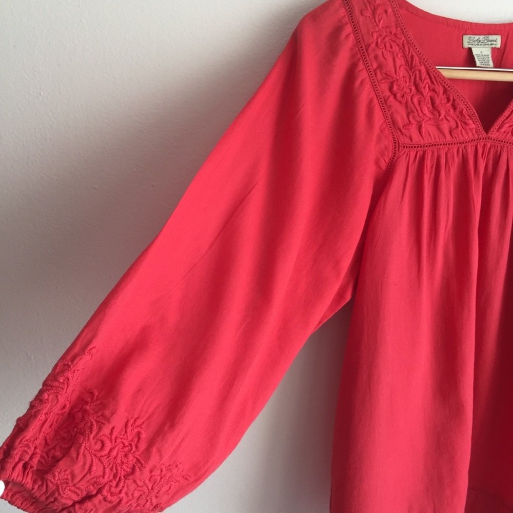 Lucky Brand Raglan Sleeve Tunic SZ S Embroidery - Picture 5 of 6